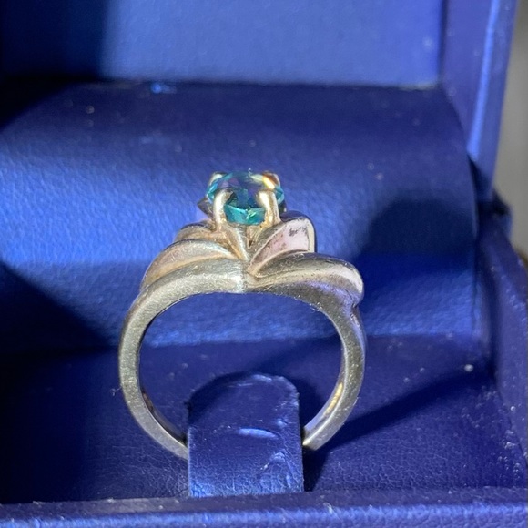 STERLING SILVER AQUAMARINE VINTAGE RING SIZE 5.25 - Picture 3 of 5